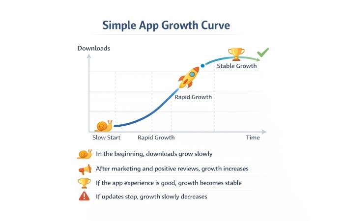 simple app growth curve