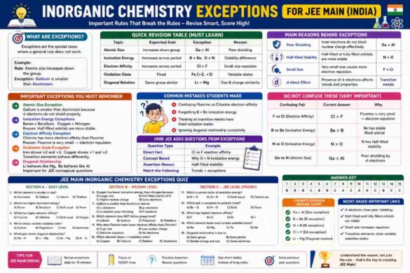 create a quiz on inorganic chemistry exceptions to help me revise for my jee main exam.